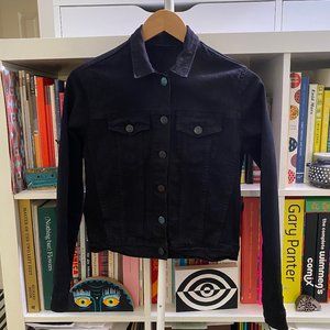 Courtshop / Slim Fit Black Denim Jacket / Size Small